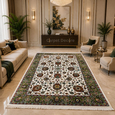 Emerald Garden Persian Silk Carpet & Rug