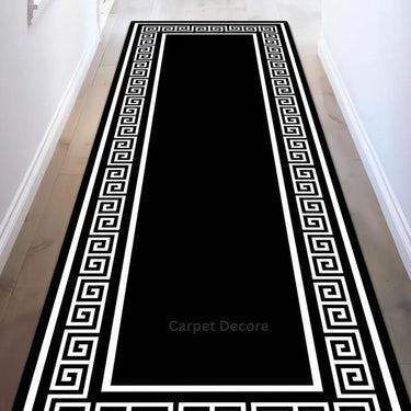 Noir Royale Greek Key Wool Runner Rug