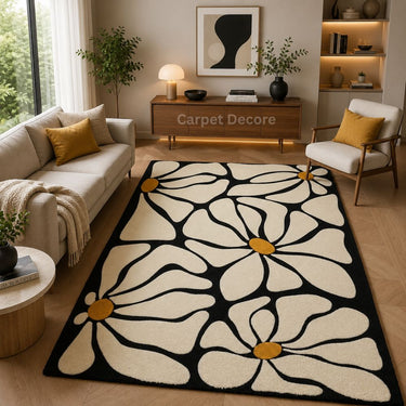 Bloom Noir Modern Floral Area Rug