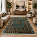 Turquoise Majesty Persian Silk Carpet & Rug