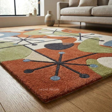 Terra Form Abstract Geometric Wool Carpet