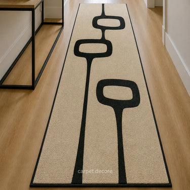 Ivory Noir Abstract Geometric Runner Rug