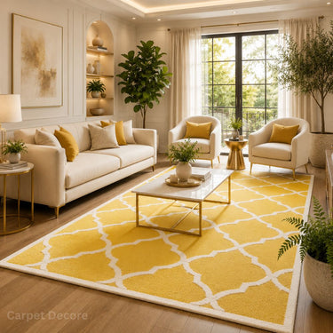 Golden Lattice Hand Tufted Wool Carpet & Rug