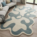 Blue & Beige Custom Modern Handmade Wool Carpet
