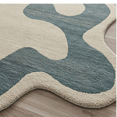 Blue & Beige Custom Modern Handmade Wool Carpet