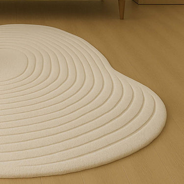 Handmade Wool Rug – Minimalist Cream Ripple Design