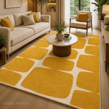 Golden Mosaic Geometric Hand Tufted Wool Carpet & Rug