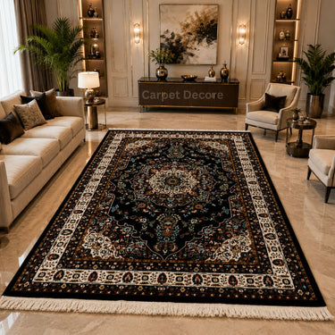 Royal Noir Persian Silk Carpet & Rug