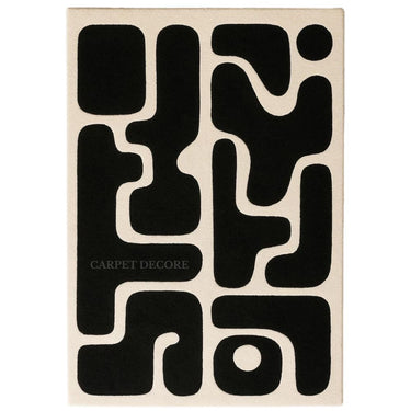 Obsidian Flow Wool Rug – Modern Abstract Pattern