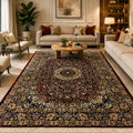Imperial Medallion Persian Machine-Made Silk Carpet & Rug