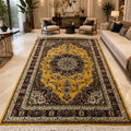 Royal Medallion Gold Persian Silk Carpet & Rug