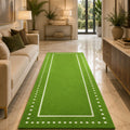 Emerald Border Hand Tufted Wool Runner Carpet & Rug