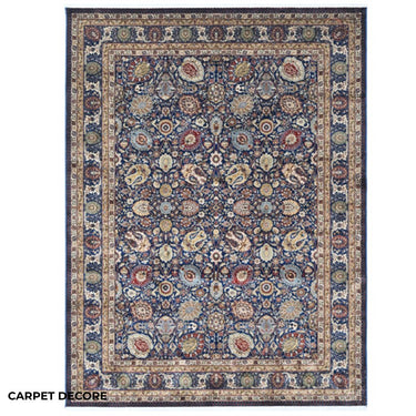 Mogul Navy Persian Silk Carpet & Rug