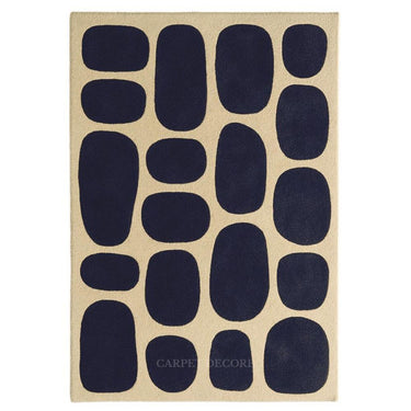 Midnight Pebble Wool Rug – Modern Geometric Design