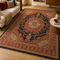 Mogul Black Persian Silk Carpet & Rug