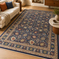 Mogul Navy Persian Silk Carpet & Rug