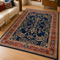 Mogul Navy Floral Silk Carpet & Rug