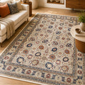 Mogul Ivory Persian Silk Carpet & Rug