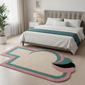 Artistic Curve Wool Rug – Pink & Teal Modern Design