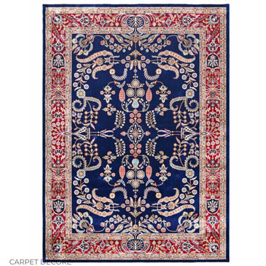 Mogul Navy Floral Silk Carpet & Rug