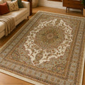 Mogul Silver Persian Silk Carpet & Rug