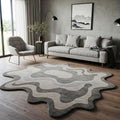 Handmade Wool Rug – Grey Abstract Flow Design