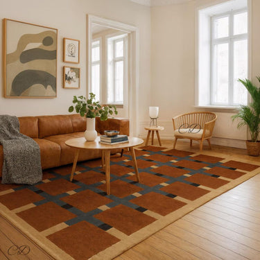 GridCraft Wool Rug – Modern Geometric Hand-Tufted Carpet