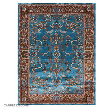 Mogul Royal Blue Floral Silk Carpet & Rug