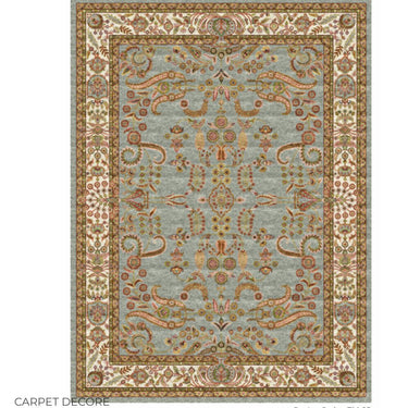 Mogul Mist Blue Floral Silk Carpet & Rug