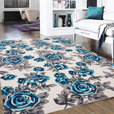 Handwoven Pure Woolen Thick Tufted Carpet (Blue)