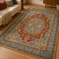 Mogul Rust Persian Silk Carpet & Rug