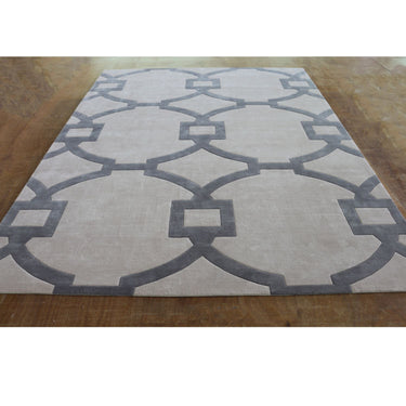 Hand Tufted Luxury Wool Geometric Grey Living Room