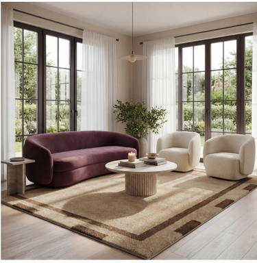 Sandstone Luxe Hand-Tufted Border Wool Rug