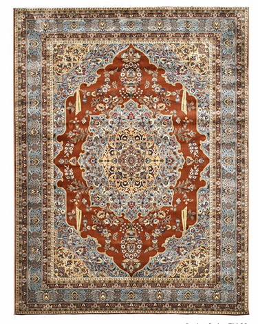 Mogul Rust Persian Silk Carpet & Rug
