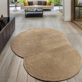Handmade Modern Circular Design Beige Wool Rug