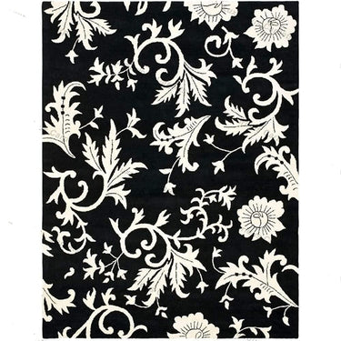 Handmade Tufted Pure Woolen Thick Geometrical Carpet (Black Multi )