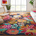 Sisag + Floral Handmade Tufted wool Red_ Blue Area Rug