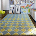 Grey And Yellow Contemporary Hand Made Geometric Carpet