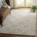 Andwoven Pure Woolen Thick Tufted Carpet (White/Dark Grey)