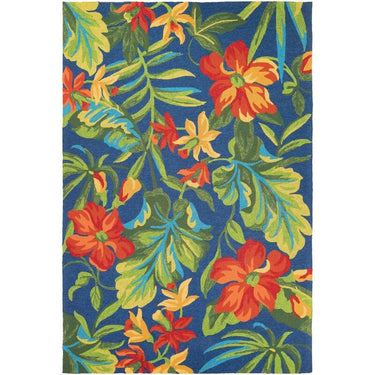 Kidder+ Floral Handmade Looped Hooked Blue + Green _ Red Indoor Carpet